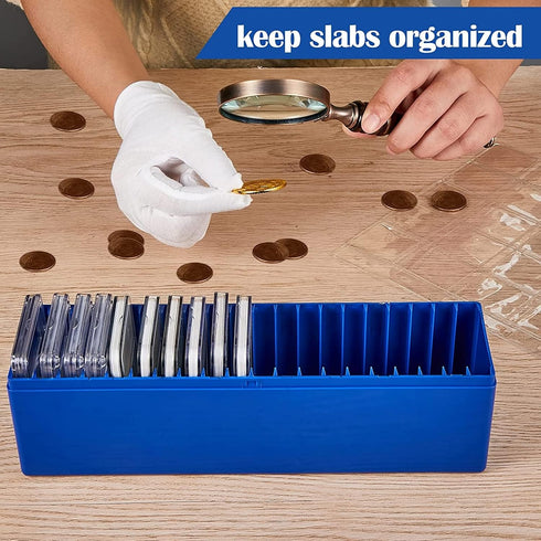 Ettonsun Plastic Coin Storage Box Case for 20 Slab Coin Holders Fit for PCGS NGC PCCB PMGab Coin Holders (Blue)...