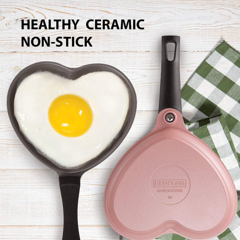 Neoflam 5.5'' Ceramic Nonstick Little Shaped, Frying Griddle Pan, Shaper Mini Pancake Waffle Maker with Heat Resistant Handle for Breakfast Scramb...