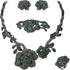 EVER FAITH Bridal Austrian Crystal Jewelry Set, Enamel Rose Flower Leaf Necklace Earrings Bracelet Ring Set for Women...