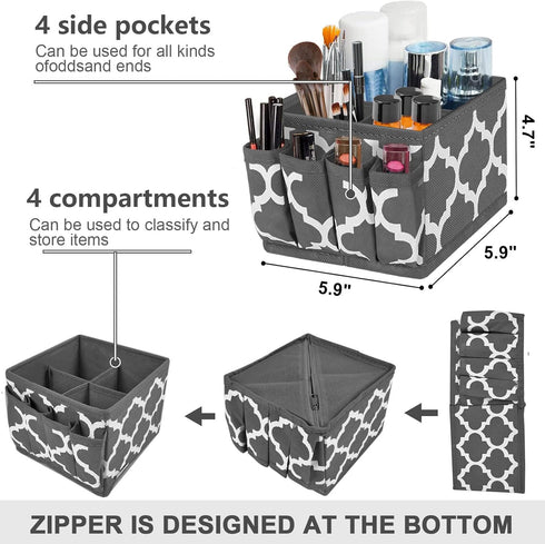 homyfort Small Makeup Storage Organizer Bins,Fabric Dresser Top Organizers and Storage for Vanity Bathroom Countertop,Skincare Organization,Cosmet...
