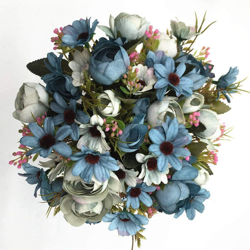 CATTREE Artificial Peony Bud Mixed Flowers, 4pcs Plastic Plants Silk Fake Flowers Bouquet Bridal Home Garden Office Kitchen Bathroom Table Centerp...