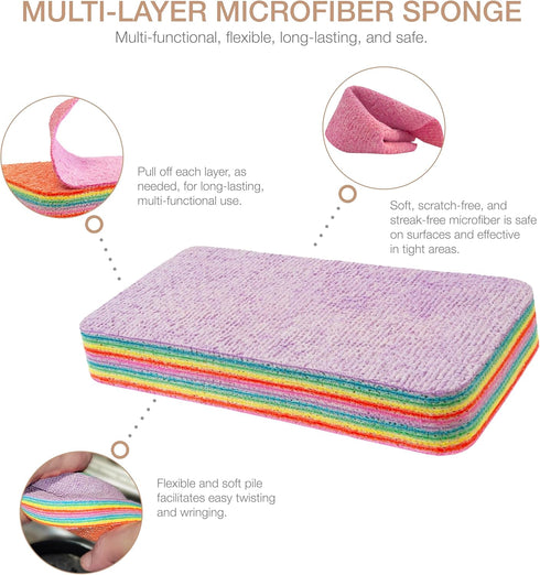 Eurow 12-Layer Microfiber Sponge Block for Cleaning & Drying, Multi-Color...