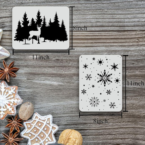9Pcs Reusable Christmas Stencils, 8 X 11 Inch Farmhouse Large Merry Christmas Stencils for Painting on Wood Winter Decor...