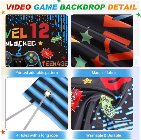 Video Game Birthday Decorations 8 9 10 11 12 13 14th Birthday Decorations for Boys Gaming Theme Photo Props Backdrop Banner Teenager Birthday Deco...
