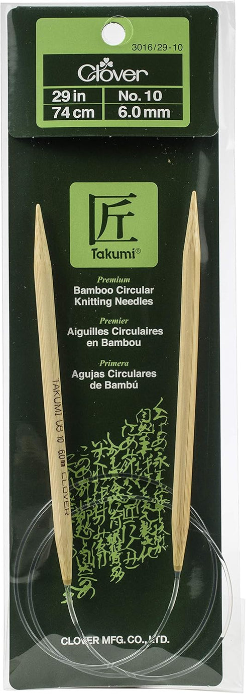 Clover Takumi Bamboo Circular 29-Inch Knitting Needles, Size 10...