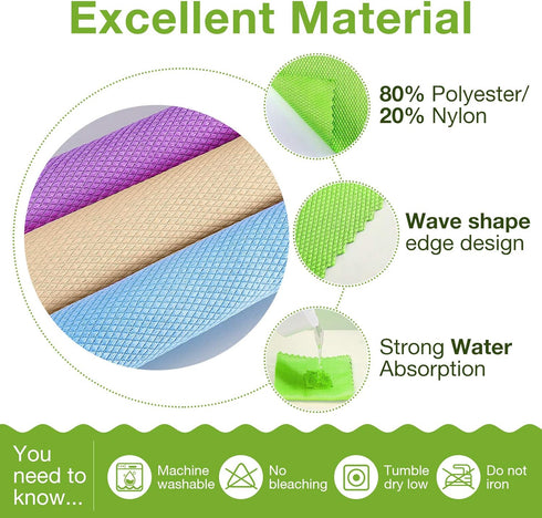 9 Pieces Fish Scale Cloth Microfiber Cleaning Cloth Nanoscale Cloth Glass Cleaning Wave Pattern Fish Scale Cloth Rag for Washing Windows, Mirrors ...
