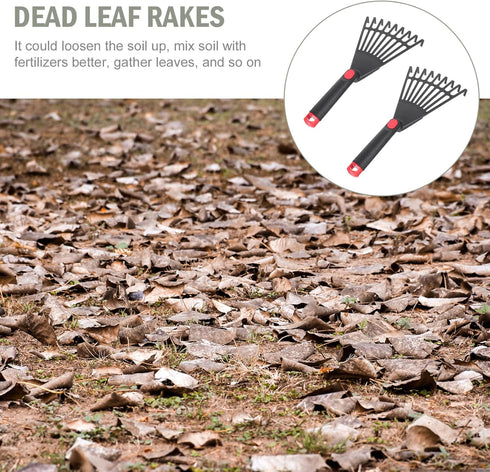 DOITOOL 2pcs Garden Pitchfork Rake Garden Tool Leaf Grabber Tool Rakes for Lawns Heavy Duty Outdoor Lawn Equipment Lawn Rake Manual Mower Farm Imp...