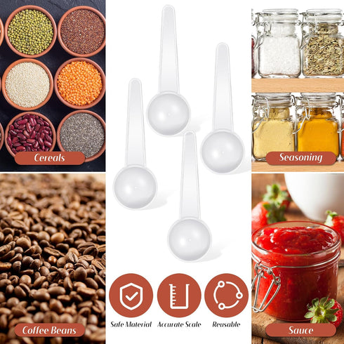 80 Pack Plastic Scoop Tablespoon Measuring Spoons 20 ml Coffee Scoops Teaspoon Long Handle Scoop for Measuring Coffee Grains Spices Protein Pet Fo...