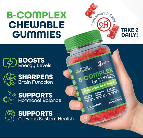 Vitamin B Complex Gummies for Adults, B Complex Vitamin Supplement for Women and Men, B Vitamins Complex Gummies for Energy and Brain Health, Natu...