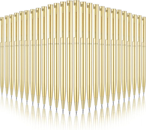 26 Pieces Slim Metallic Retractable Ballpoint Pens 1 mm Medium Point Black Ink Pen Nice Present for Wedding Business Office Supplies Teachers Stud...
