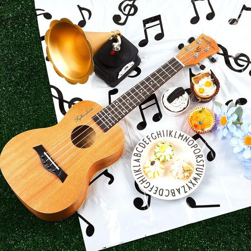 108 x 54 Inch Musical Notes Tablecover Musical Plastic Tablecloth Disposable Table Cover Notes Theme Birthday Party Decoration Supplies(2 Pieces)...