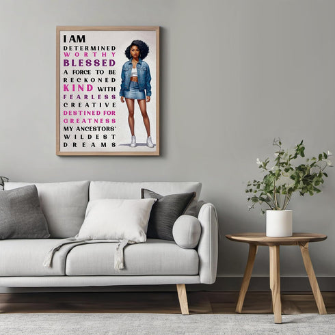 Posterizer 1 pcs-Ethnic African American Women-Positive Quote-Afro-American Art Collection-Inspirational Women's Art-decor for Girls, Teens Bedroo...