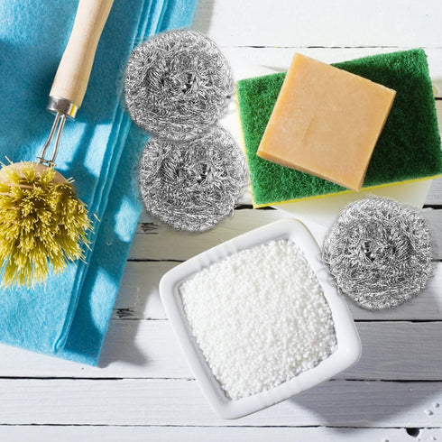 4pcs Wire Ball Pot Brush Stainless Steel, Reusable Cleaning Brush for Kitchen Cleaning Pots and Bowls, Wire Brush for Cleaning Dishes, Pans, Pots,...