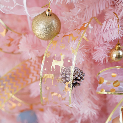 MEEDEE Pink Wired Christmas Ribbon - 2.5 Inch, 6 Rolls, 36 Yards for Tree, Wreaths & Garland...