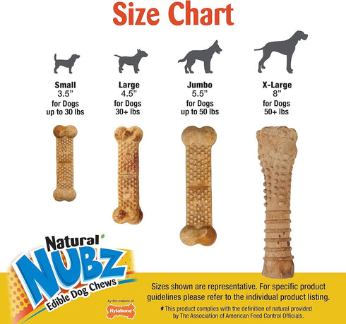 Nylabone Nubz Natural Edible Chew Treats for Dogs, Made in USA, Chicken Flavor, Large - Up to 50 lbs. (8 Count)...