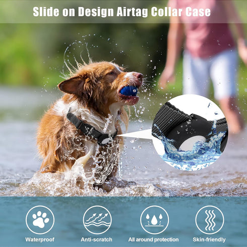 Compatible with Airtag Dog Collar, Adjustable Air Tag Dog Collar with Durable Quick Snap Buckle, Imitation Nylon Dog Collar with Waterproof Apple ...