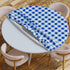 Sorfey Round Tablecloth -Fitted with Elastic, Vinyl with Flannel Back, Fits for Table 30 Inches Round,Water Proof, Easy to Clean, Checked Blue Des...