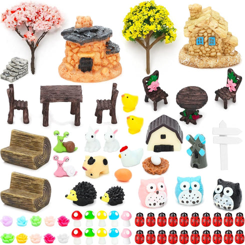 ONEST 72 Pieces Garden Miniature Accessories Mini Animals Garden Micro Landscape Garden Ornament Figurines for DIY Craft Garden Decor...