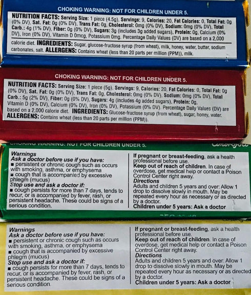 Honees Honey Filled Drops, Variety Pack (Honey, Milk & Honey, Honey Lemon, and Menthol)-Natural Sore Throat Relief - Throat Lozenges, Nothing Arti...