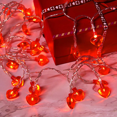 Yolyoo 14.7 ft 40 LEDs Heart Shaped String Lights for Valentines Day,Wedding,Mother's Day,Christmas,Party Favors,Pink White Red Heart Shaped Light...