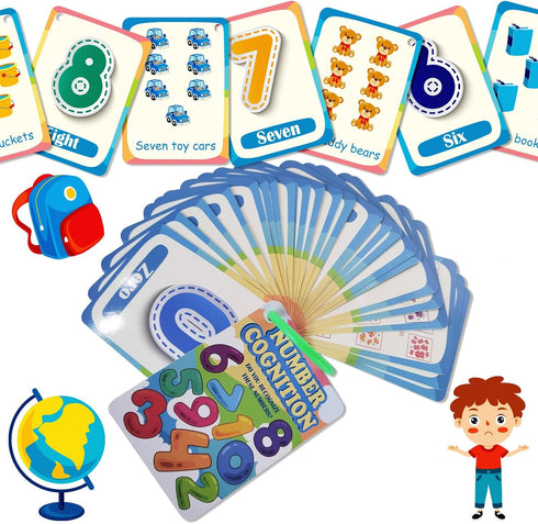 30 Number Cognition Flashcards for Kids,Waterproof Education Flash Cards, Children's Educational Card, Double-Sided Fun Toy Cards for Toddles...