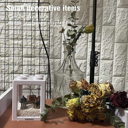 Small Fish Tank, Mini Betta Fish Tank Stackable Cube Tank with Fish Tank Decor, Ant Feeding Case Mini Reptile Row Box (White)...