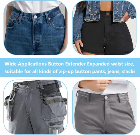 12Pcs Button Extenders for Jeans, Waist Pant Button Extenders No Sew Instant Waistband Extender Buttons Adjustable Metal Silicone Waist Extenders ...