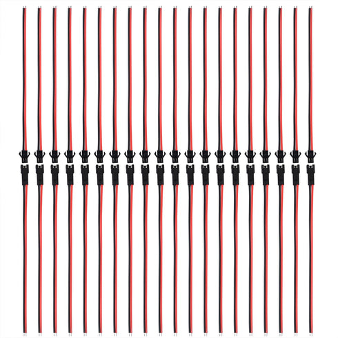 22 AWG JST SM 2 Pin Plug Male and Female Connector Adapter with 135 mm Electrical Cable Wire for LED Light, 20 Pairs...