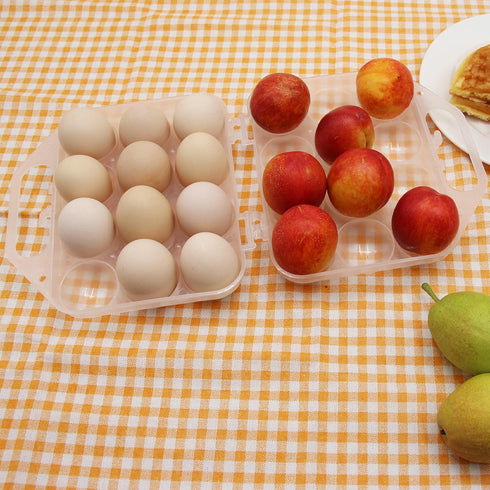 YOHA Clear Egg Storage Box Delicate 12 Girds Egg Dispenser Holder Case Refrigerator Crisper Camping Picnic Travel Portable Egg Carriage,Clear-12...