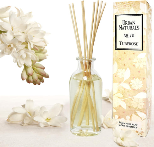 Urban Naturals Tuberose Fragrance Oil Reed Diffuser | Exotic Tuberose and Fragrant Orange Blossom | Floral Room Freshener with Reeds | Vegan. Made...