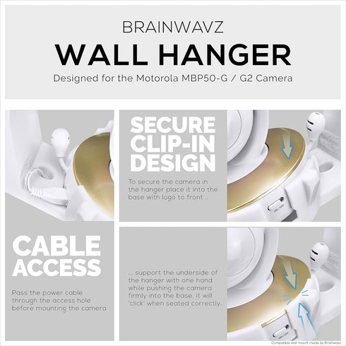 BRAINWAVZ Screwless Tilted Wall Mount for Motorola MBP50-G Baby Monitor Cameras Holder, VHB Stick On - Easy to Install Shelf, No Tools Needed, No ...