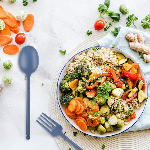 Reusable Utensils Set with Case, Eco-Friendly Bpa Free Plastic Travel Utensils, 1 Sets Plastic Spoons and Forks Set Plastic Cutlery Set for Lunch ...