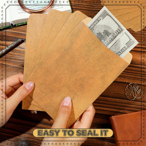 100 Pack Coin Envelopes, Vintage Envelopes Mini Envelopes for Coins Jewelry Gift Card (2 Designs)...