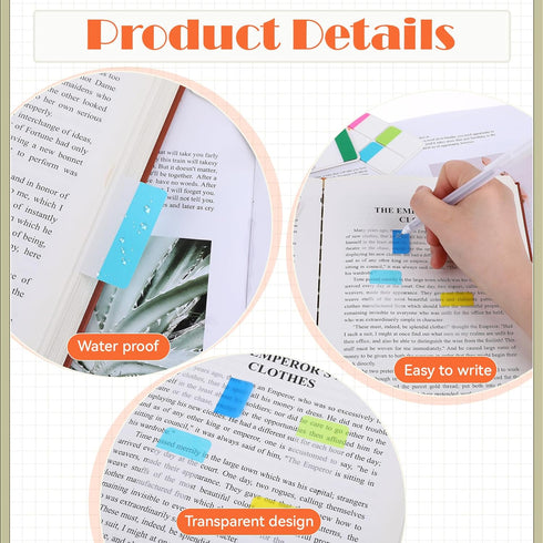 320 Pieces Sticky Notes Tabs Page Markers, Adhesive Strips Index Writeable Coloured Reading Tabs Self-Adhesive for Marking and Highlighting Bookma...