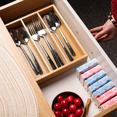 Silverware Organizer Bamboo Kitchen Drawer Organizer Kitchen Utensil Organizer, Flatware Organizer Tray for Kitchen, Flatware, Utensils...