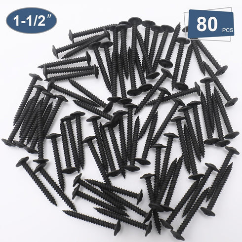 80pcs #8 × 1-1/2” Modified Truss Head Wood Screws, Phillips Drive, Black Wood Screws, Screws with Screwdriver Bit...