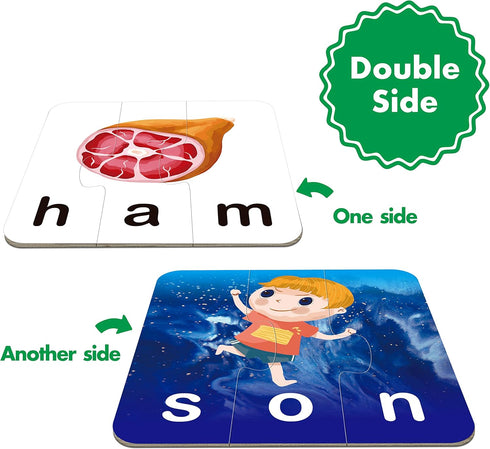 72 Word Spelling Puzzles with Error-Correction Mechanism in 3 Pieces, Perfect for Preschool Learning (36 Block Double Sided)...