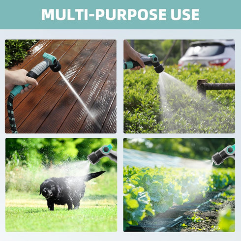 Garden Hose Nozzle Sprayer, 100% Heavy Duty Metal High Pressure Hose Nozzle with 4 Spray Patterns, Thumb Control On Off Valve for Lawn & Plant Wat...