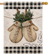 Winter Gloves Home Decorative House Flag Buffalo Plaid Check Farmhouse Garden Yard Outdoor Large Burlap Flag Sign Christmas Outside Decoration Xma...