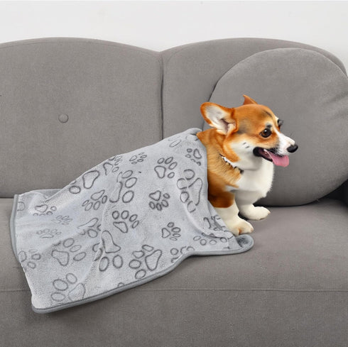 1 Pack 3 Dog Blanket Super Soft Warm Sleep Mat Pet Blanket Grey Paw Pattern Fluffy Puppy Blanket for Small Dogs Kitten Cats-Grey Small(23"x15")...
