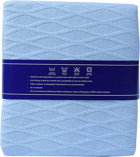 Linteum Textile (30x40 in, Blue) Toddler Baby NAP Blanket, Extra Soft 100% Cotton, Cozy & Warm, Perfect for Cuddling, Sleeping...