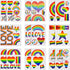 Outus 18 Pieces Gay Pride Rainbow Window Clings Rainbow Heart Sticker Love Word Homosexuality Love is Love Window Clings for Home Bedroom Bathroom...