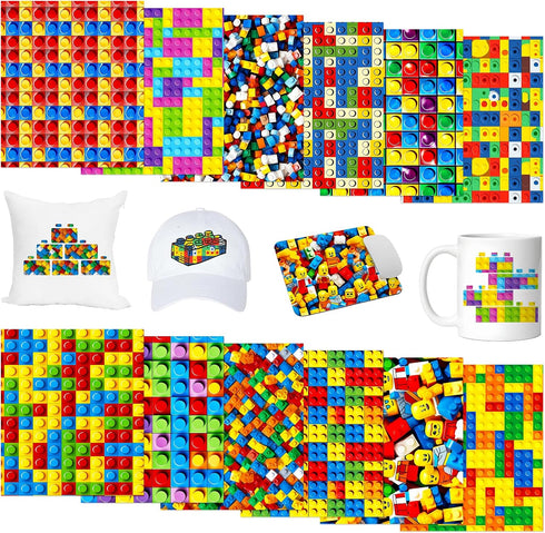 Tintnut Building Block Sublimation Transfer Paper- 12 Sheets 12inchesx10inches Toy Pattern Sublimation Transfer Ink Sheets Compatible with Cricut ...
