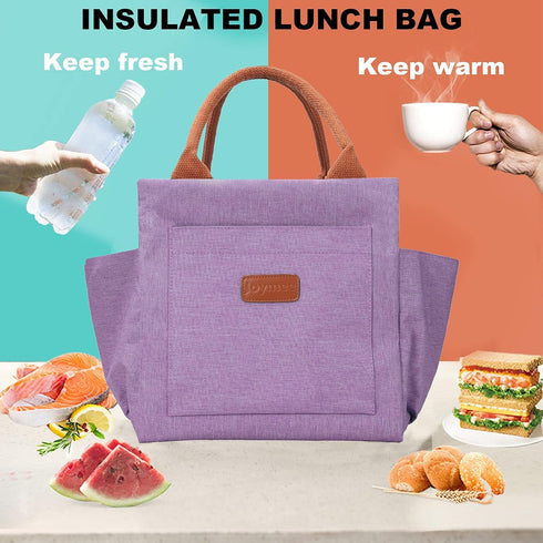 Joymee Lunch Bag Women Insulated Lunch Box Reusable Leakproof Large Spacious Cooler Tote for Women Men Adult with Bottle Holder and Side Pockets f...