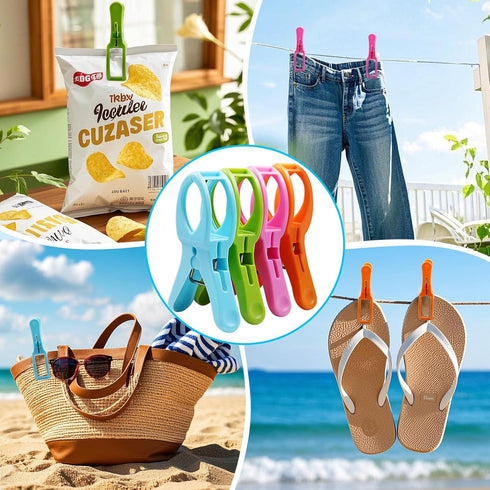 8 Pack Beach Towel Clips for Beach Chairs, 4-1/2 Inch Large Pool Chair Clips for Towels-Cruise Essentials, Clothes Pins to Keep Towel from Blowing...