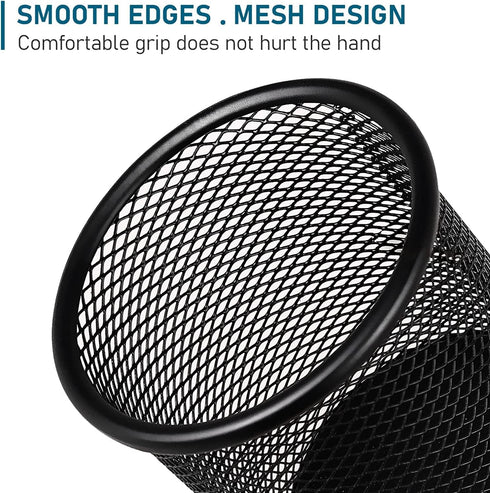 QYH Metal Pencil Holder for Desk Mesh Pen Cup 4 Packs Black Pen Organizer Office 3.54x3.93 Inch...