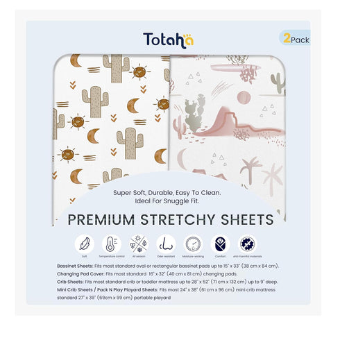 TotAha Cactus Changing Pad Covers Neutral, Buttery Soft Changing Table Cover Girl Boy, Silky Comfort Diaper Changing Pad Cover Fit 32x16 Changing ...