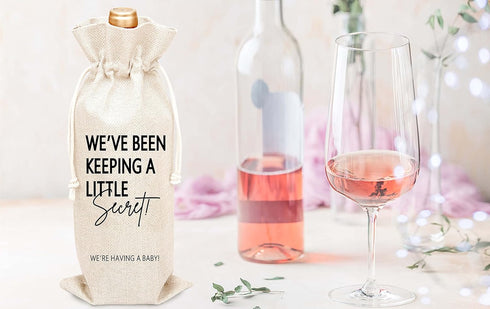 Pregnancy Announcement Wine Gift Bags, Burlap Wine Bottle Cover Bag For New Baby, Parents, Grandparents, Friends, 1 Pc Wine Bag (A36)...