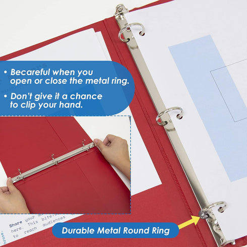 BAZIC 3 Ring Binder 1/2" Economy View Binders Organizer - Red, Round Ring, Hold 100 Sheets Paper, for School Office Home, 1-Count...