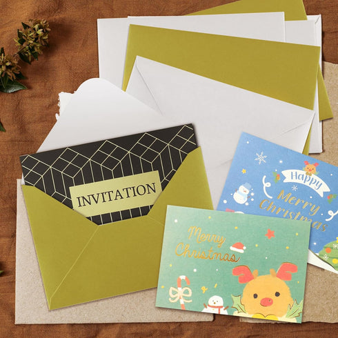 50 Pack 5x7 Envelopes,A7 Invitation envelopes V Flag 5.25 x 7 .25 for 5x7 Cards,Ideal for Invitations,Weddings,Parties,Greeting Cards,Photos(Gold ...